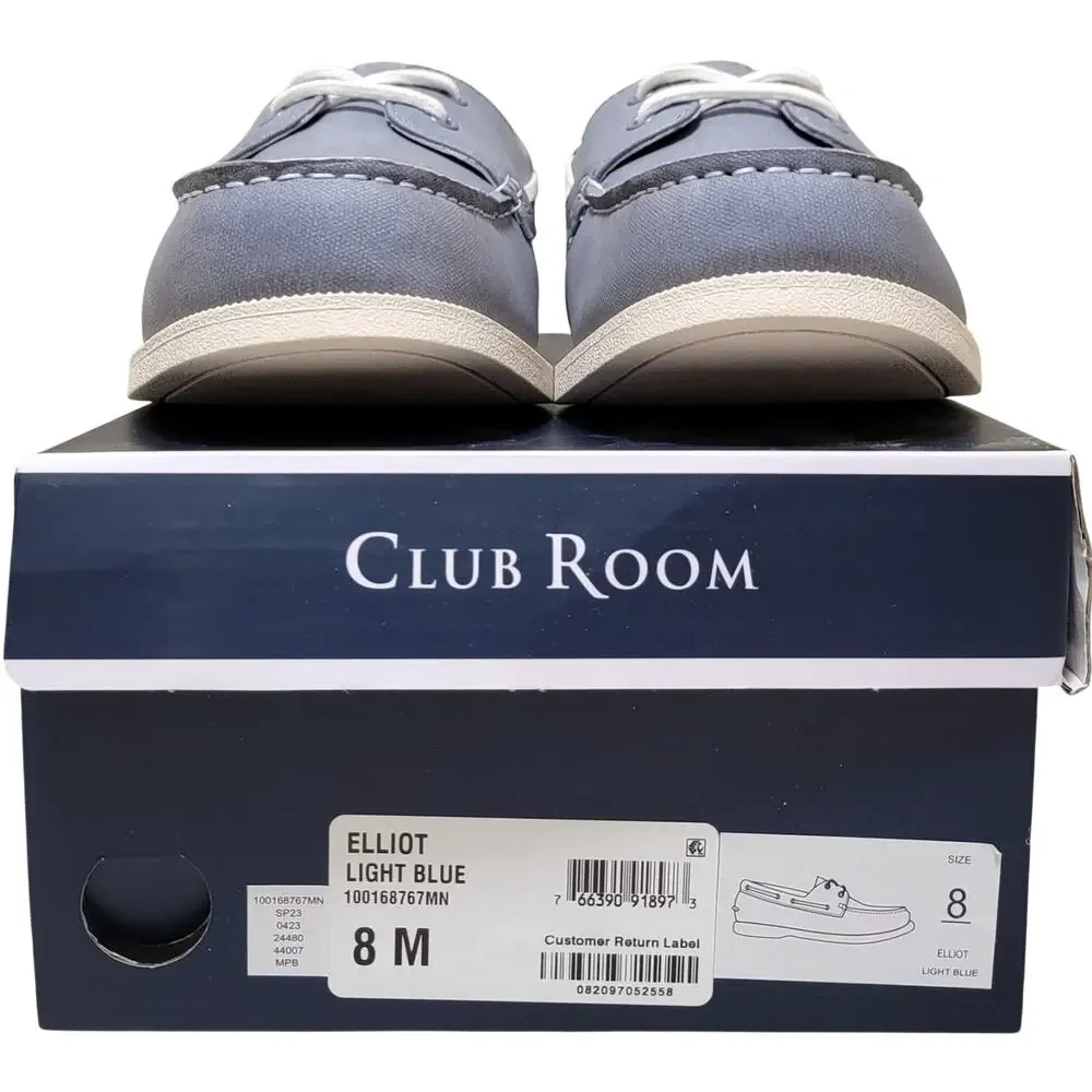 Club Room Men 2-Eye Casual Boat Shoe Elliot Size US 8M Light Blue Faux Leather